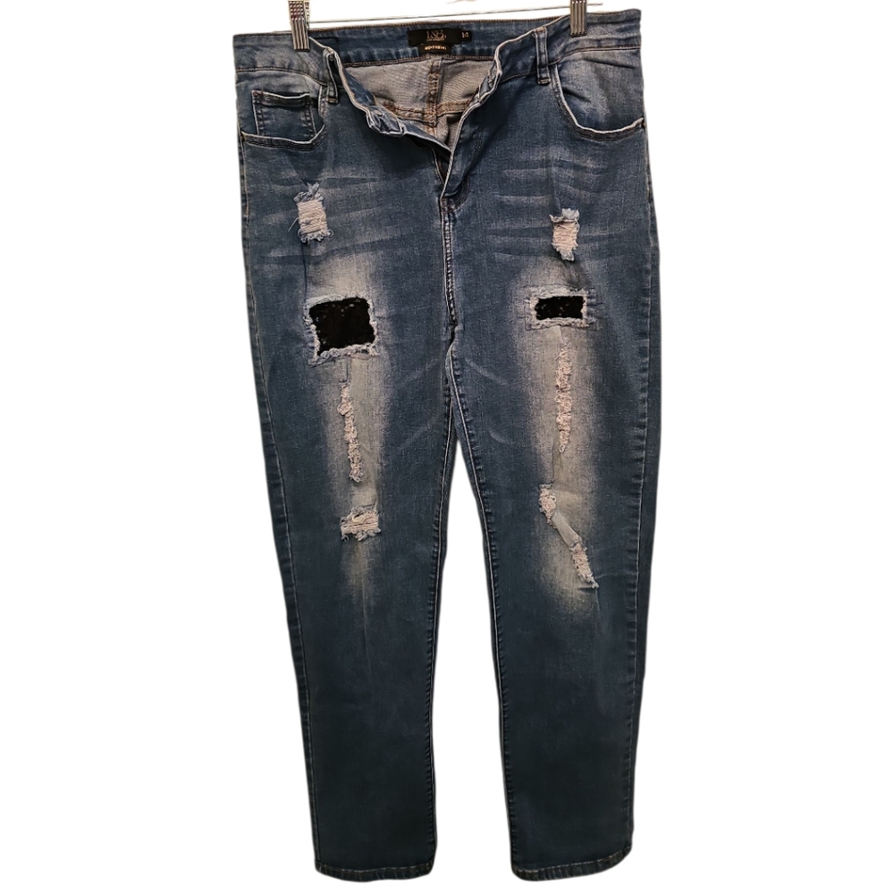 L&B Boyfriend Slim Stretch Jeans in SIZE 14